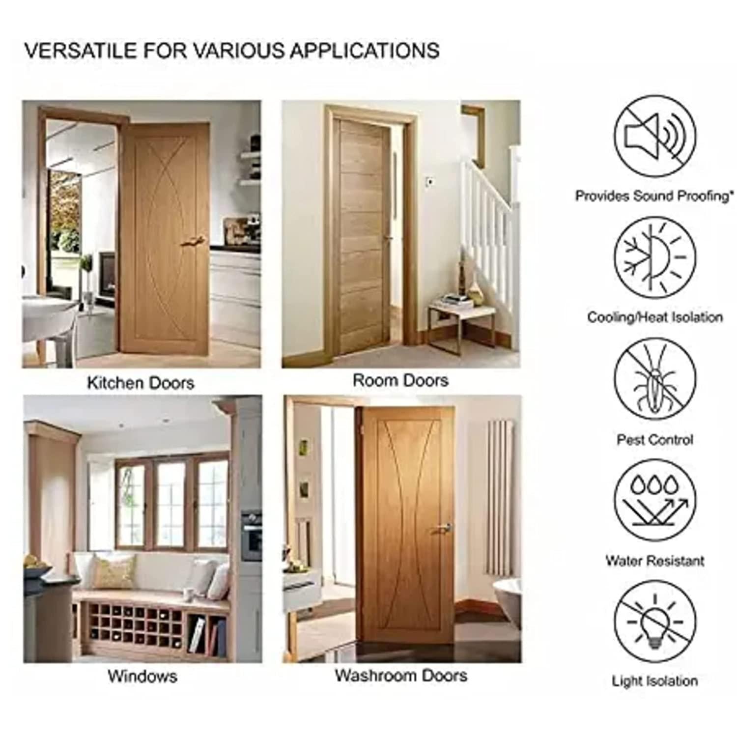 Door Draft Stopper Fabric Gap Sealer (Pack of 2)